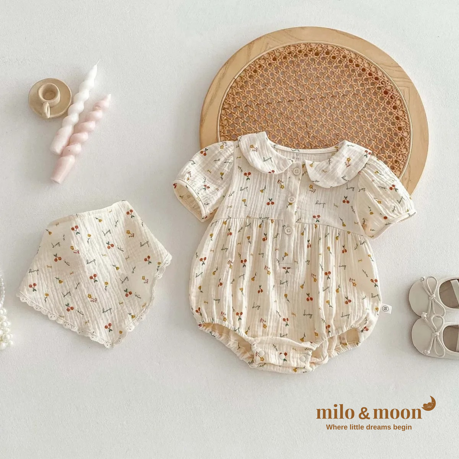 Milo & Moon – Cherry Blossom Baby Romper