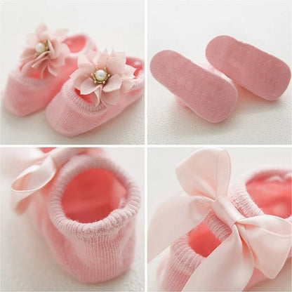 Milo’s Blush Trio – Baby Bow Booties Set (3 Pairs)