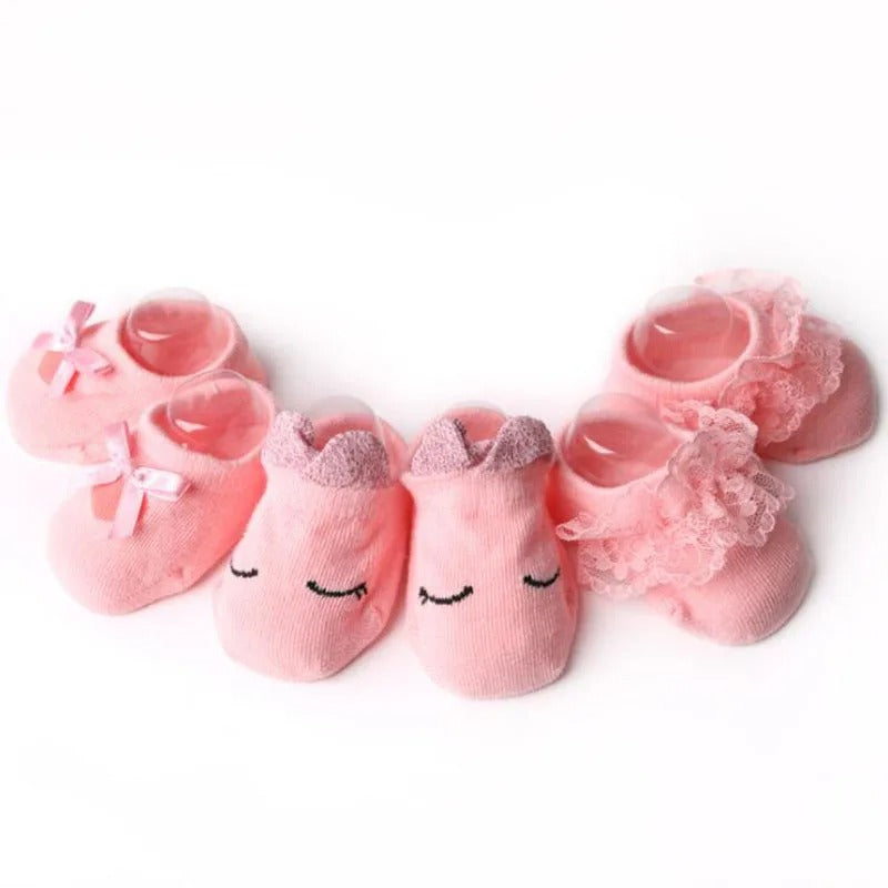 Milo’s Blush Trio – Baby Bow Booties Set (3 Pairs)