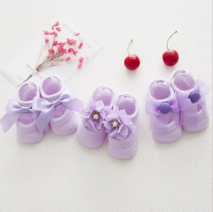 Milo’s Blush Trio – Baby Bow Booties Set (3 Pairs)